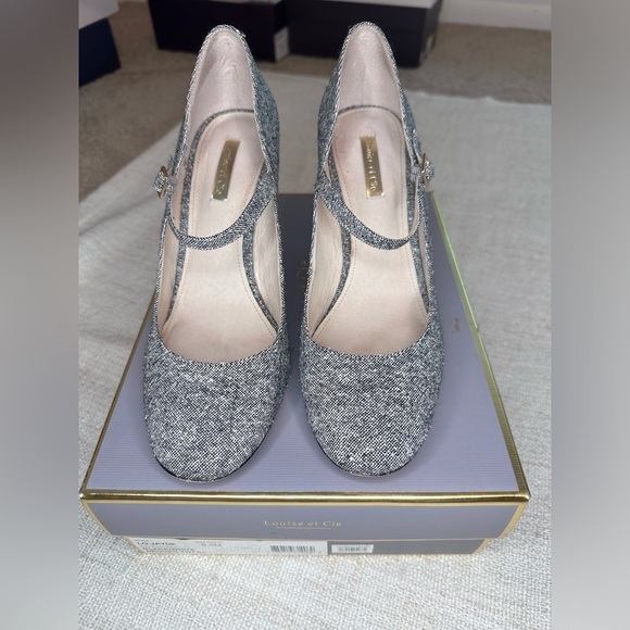 Louise et Cie Jayde Mary Jane block heel pump tweed fabric black/white 8.5M​ - Picture 6 of 13